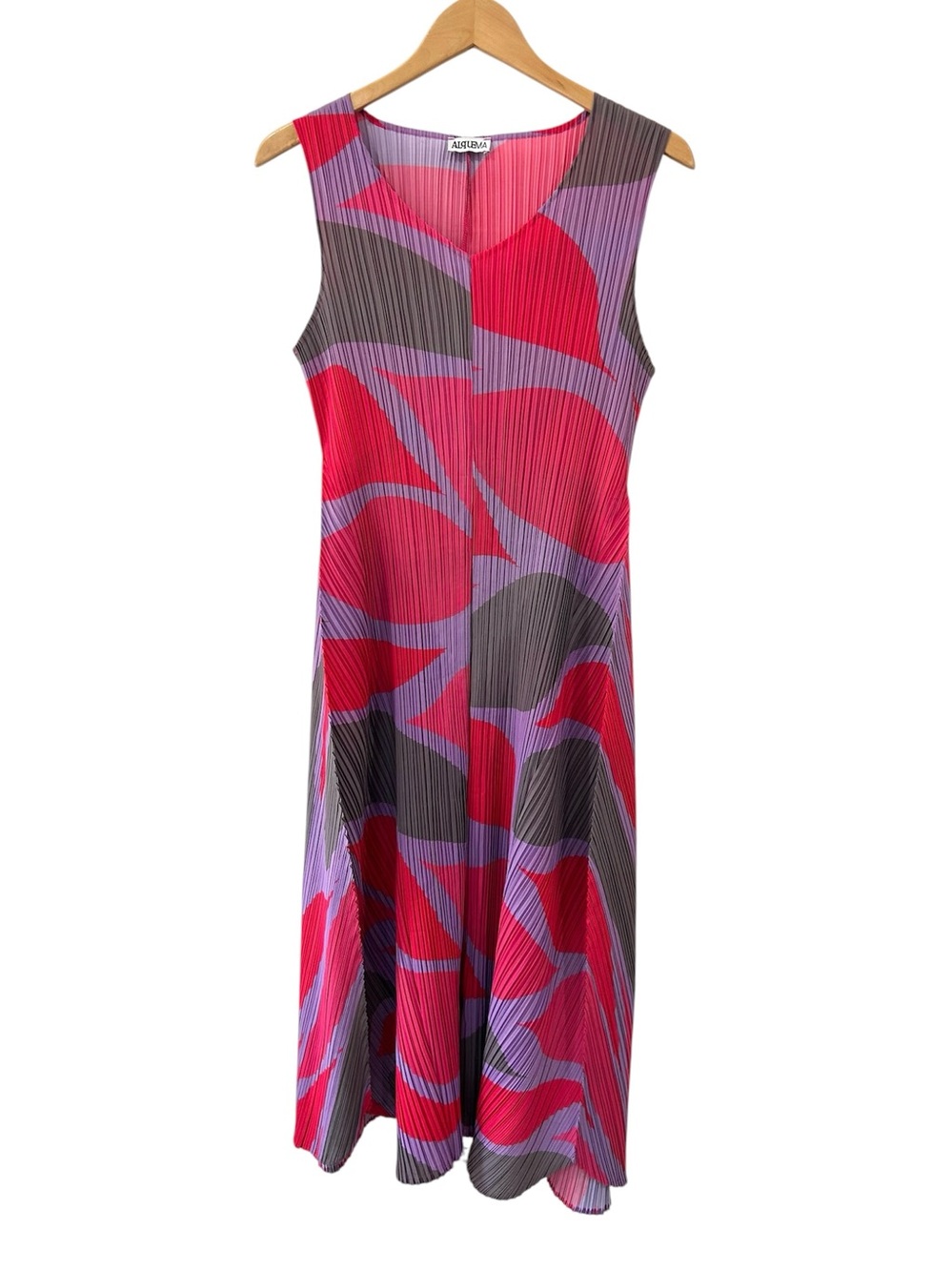 Alquema Long Estrella dress OS pink purple grey Pleated travel artsy art to wear